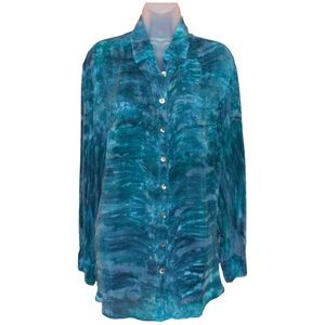 Bashara Lesser ocean button up blouse size L